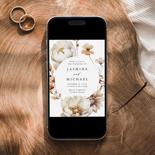 Rustieke herfst bloemencirkel Lijst bruiloft Kaart