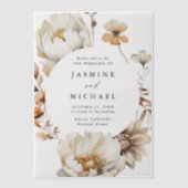 Rustieke herfst bloemencirkel Lijst bruiloft Vellum Uitnodigingen (Voorkant)