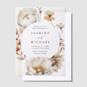 Rustieke herfst bloemencirkel Lijst bruiloft Vellum Uitnodigingen (Offset)