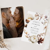 Rustieke herfst bloemencirkel Lijst foto bruiloft Kaart