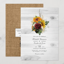 Rustieke herfst bloemencode QR Code RSVP landelijk Kaart