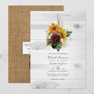 Rustieke herfst bloemencode QR Code RSVP landelijk Kaart