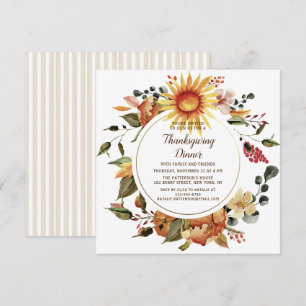 Rustieke herfst bloemendiner Thanksgiving Kaart