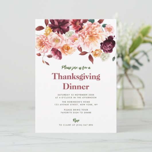 Rustieke herfst bloemendiner Thanksgiving Kaart (Staand voorkant)