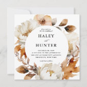 Rustieke Herfst bloemenelegante bruiloft Kaart (Voorkant)