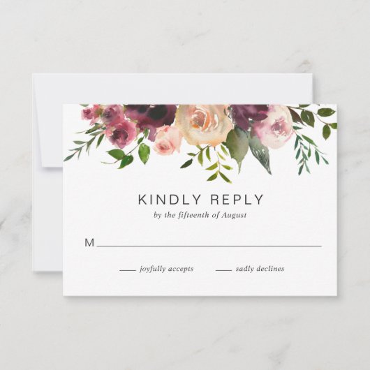 Rustieke Herfst bloemenelegante bruiloft RSVP Kaartje (Voorkant)