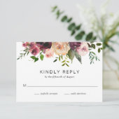 Rustieke Herfst bloemenelegante bruiloft RSVP Kaartje (Staand voorkant)