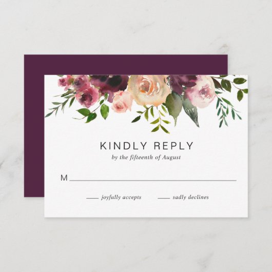 Rustieke Herfst bloemenelegante bruiloft RSVP Kaartje (Voorkant / Achterkant)
