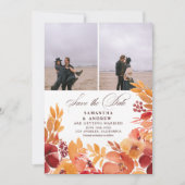 Rustieke herfst bloemenfoto's 3 opslaan de datum b save the date (Voorkant)