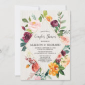 Rustieke herfst bloemenkoppels co-ed baby shower kaart (Voorkant)