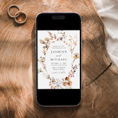 Rustieke herfst bloemenkrans bruiloft kaart