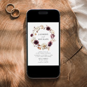 Rustieke herfst bloemenkrans bruiloft kaart