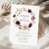 Rustieke herfst bloemenkrans bruiloft kaart