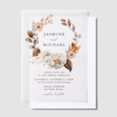 Rustieke herfst bloemenkrans bruiloft vellum uitnodigingen (Offset)