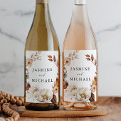 Rustieke herfst bloemenkrans bruiloft wijn etiket