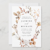 Rustieke herfst bloemenkrans foto bruiloft kaart (Voorkant)