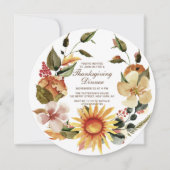 Rustieke herfst bloemenkrans Thanksgiving diner Kaart (Voorkant)