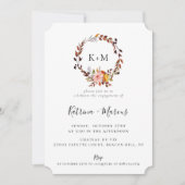 Rustieke herfst bloemenkrans Verloving Kaart (Voorkant)