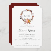 Rustieke herfst bloemenkrans Verloving Kaart (Voorkant / Achterkant)