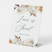 Rustieke herfst bloemenliefde is zoete bruiloft gu reclamebord met voetstuk (Voorkant)