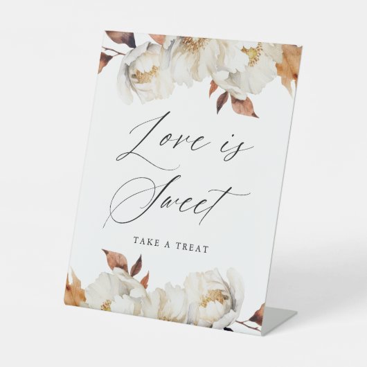 Rustieke herfst bloemenliefde is zoete bruiloft gu reclamebord met voetstuk (Voorkant)