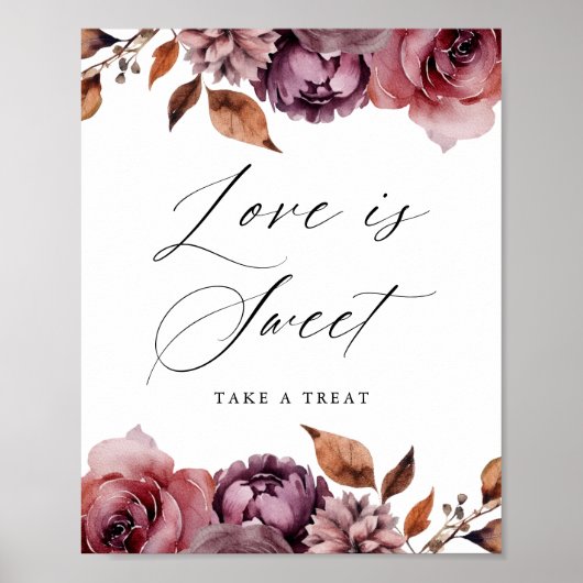 Rustieke herfst bloemenliefde is zoete gunst teken poster (Voorkant)