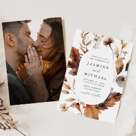 Rustieke herfst bloemenovaal Lijst foto bruiloft Kaart