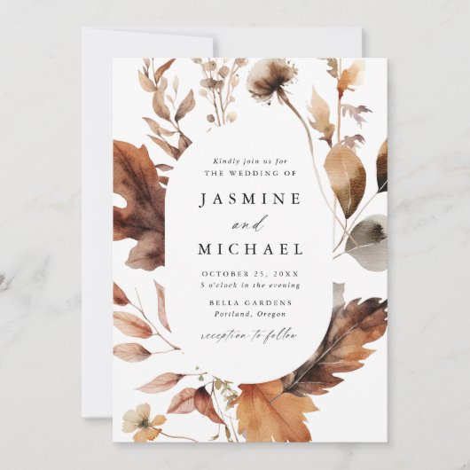 Rustieke herfst bloemenovaal Lijst foto bruiloft Kaart (Voorkant)