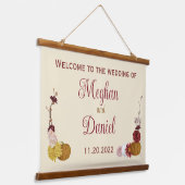 Rustieke herfst bloemenpompoen bruiloft hangend wandkleed (Gebogen)