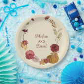 Rustieke herfst bloemenpompoen bruiloft papieren bordje (Feest)