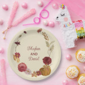 Rustieke herfst bloemenpompoen bruiloft papieren bordje (Feest)