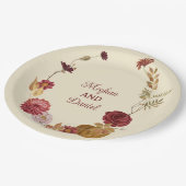 Rustieke herfst bloemenpompoen bruiloft papieren bordje (Gekanteld)