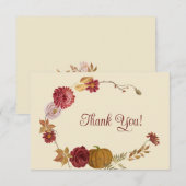 Rustieke herfst bloemenpompoen gevouwen dank u kaa bedankkaart (Voorkant / Achterkant)