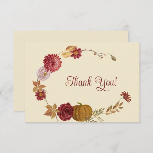 Rustieke herfst bloemenpompoen gevouwen dank u kaa bedankkaart (Voorkant / Achterkant)