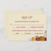 Rustieke herfst bloemenpompoen RSVP Save The Date (Voorkant / Achterkant)