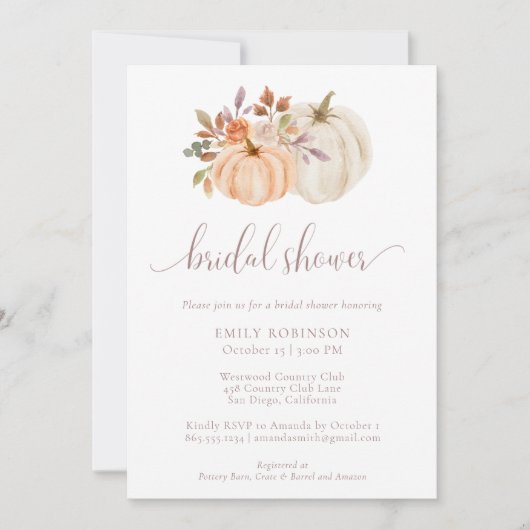 Rustieke Herfst Bloemenpompoen Vrijgezellenfeest Kaart (Voorkant)