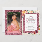 Rustieke herfst bloemensequin quinceanera uitnodig kaart (Voorkant)