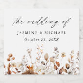 Rustieke herfst bloemenweide bruiloft sparkling wijnetiket (Enkel label)