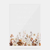 Rustieke herfst bloemenweide bruiloft welkom acryl bord (Voorkant)