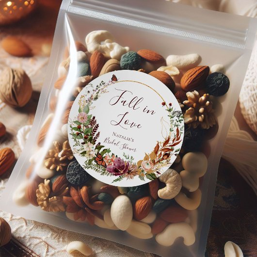 Rustieke Herfst Bloemige Bruids Shower Bedankje Ronde Sticker