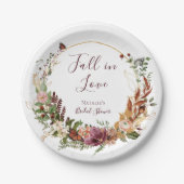 Rustieke herfst bloemige bruidsfeest papieren bord (Voorkant)