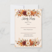 Rustieke herfst bloemige bruiloft RSVP kaartje (Voorkant)