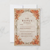 Rustieke herfst bloemige bruiloft RSVP kaartje (Voorkant)