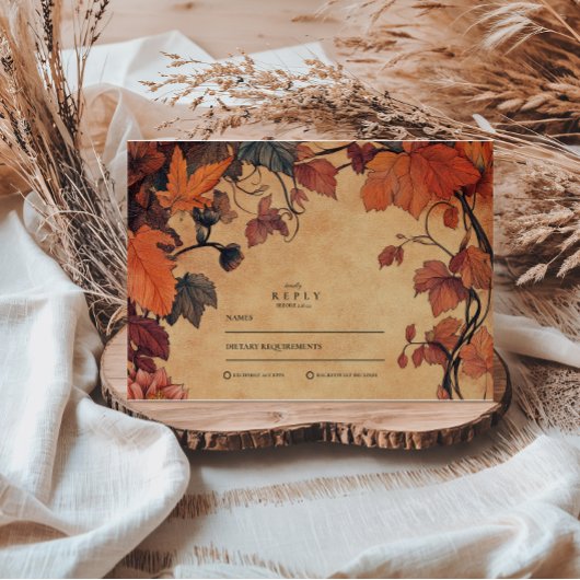 Rustieke Herfst Bloemige Bruiloft RSVP Kaartje