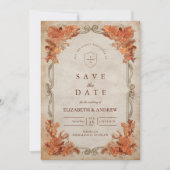 Rustieke herfst bloemige bruiloft save the date (Voorkant)
