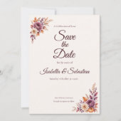 Rustieke herfst bloemige bruiloft save the date (Voorkant)