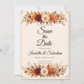 Rustieke herfst bloemige bruiloft save the date (Voorkant)