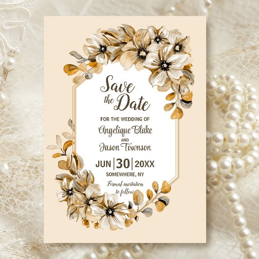 Rustieke Herfst Bloemige Bruiloft Save The Date