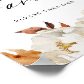 Rustieke herfst bloemige bruiloftfavotekens bord poster (Hoek)