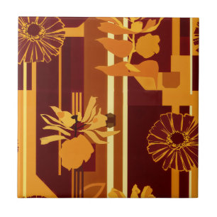 Rustieke herfst bloemige geometrische patroon (5) tegeltje
